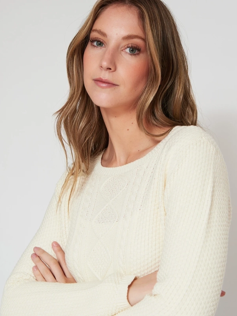 SWEATER MUJER BARBADOS TRENZADO ALGODÓN - 3