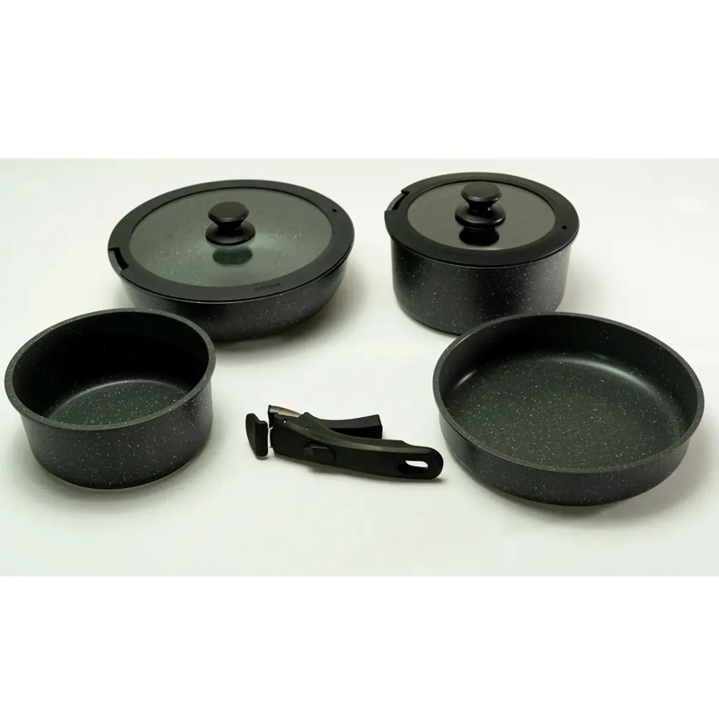 BATERÍA DE COCINA CAROTE 7 PZS GRANITO NEGRO - 2