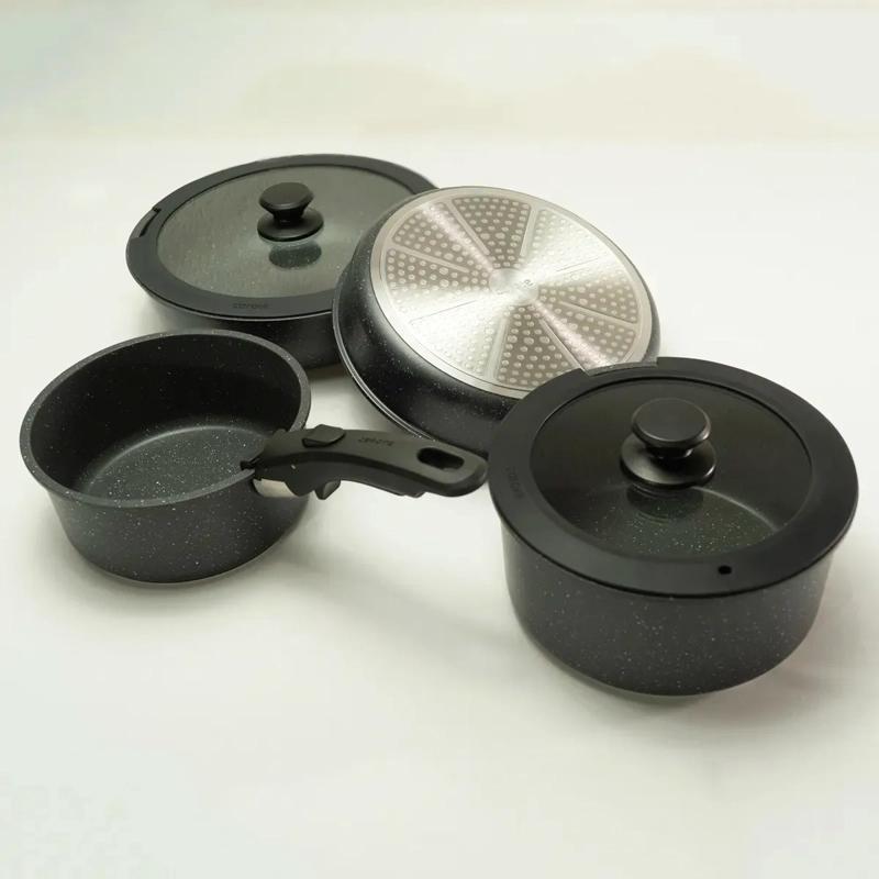 BATERÍA DE COCINA CAROTE 7 PZS GRANITO NEGRO - 4