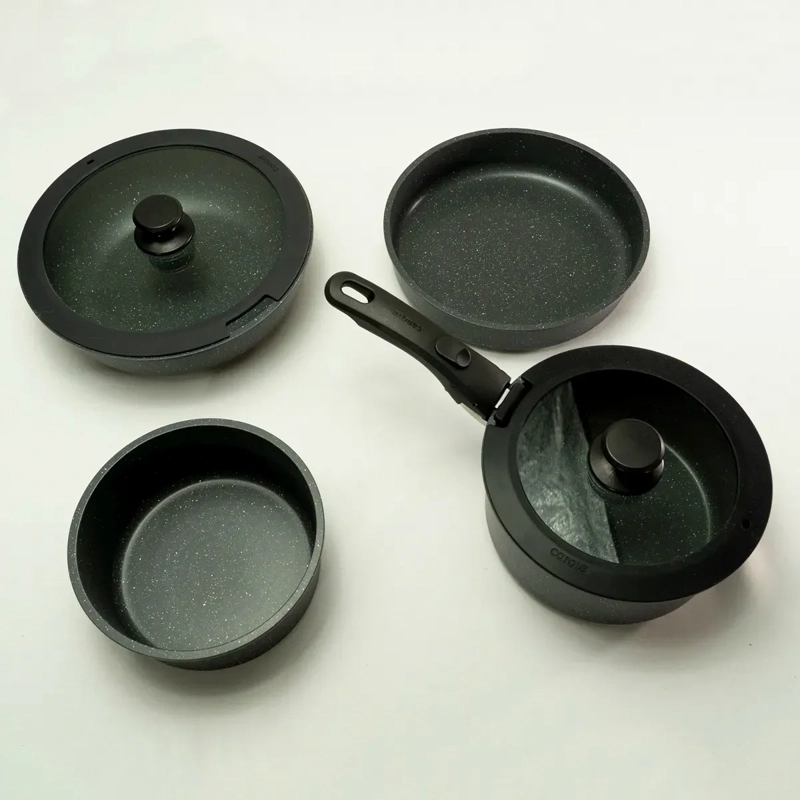 BATERÍA DE COCINA CAROTE 7 PZS GRANITO NEGRO - 5