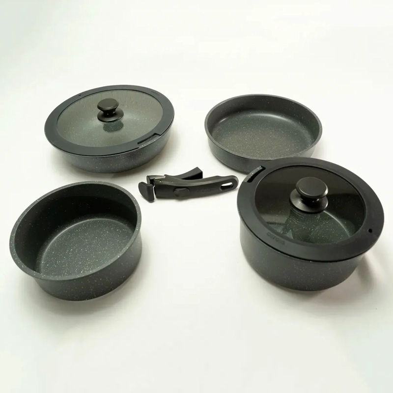 BATERÍA DE COCINA CAROTE 7 PZS GRANITO NEGRO - 7