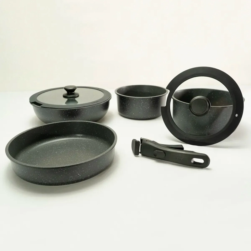 BATERÍA DE COCINA CAROTE 7 PZS GRANITO NEGRO - 8