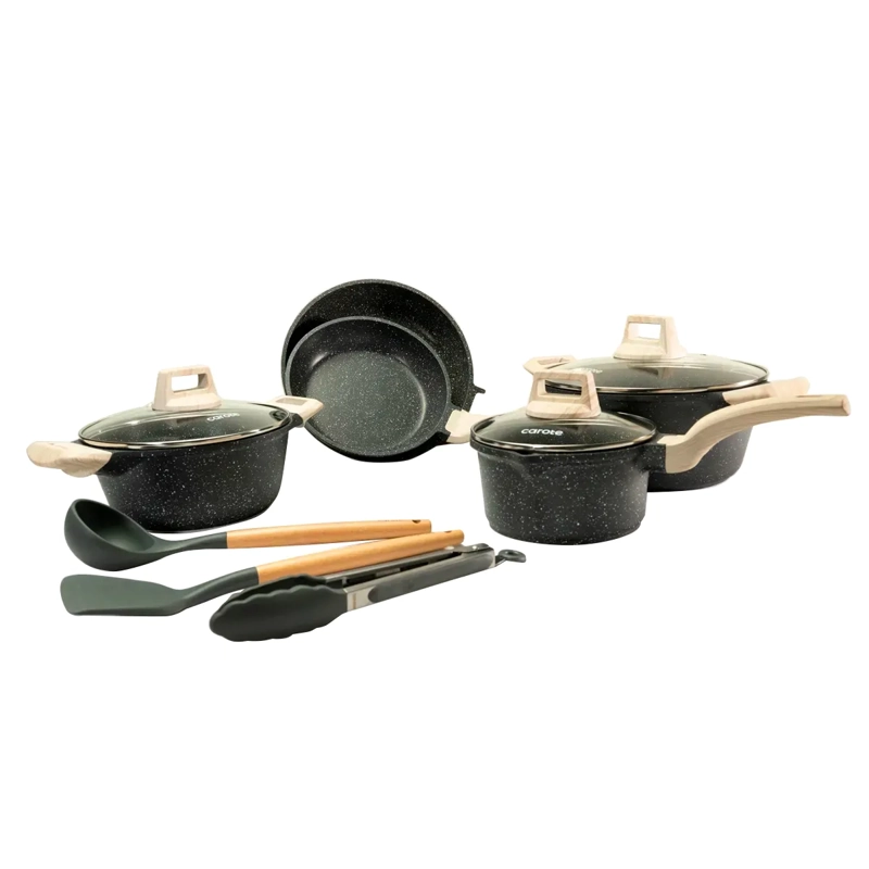 BATERÍA DE COCINA CAROTE 11 PZS GRANITO NEGRO - 1