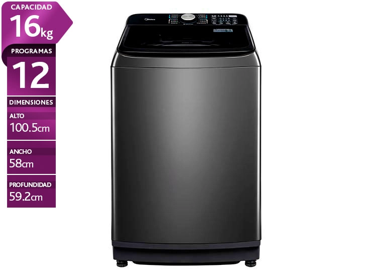 LAVADORA CARGA SUPERIOR MIDEA MA512W160/T-CL 16KG GRAFITO - 1