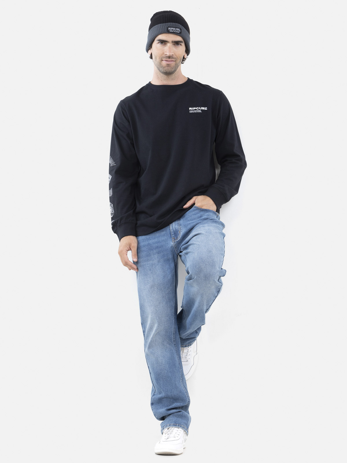 POLERA MANGA LARGA HOMBRE RIP CURL NEGRO - 1