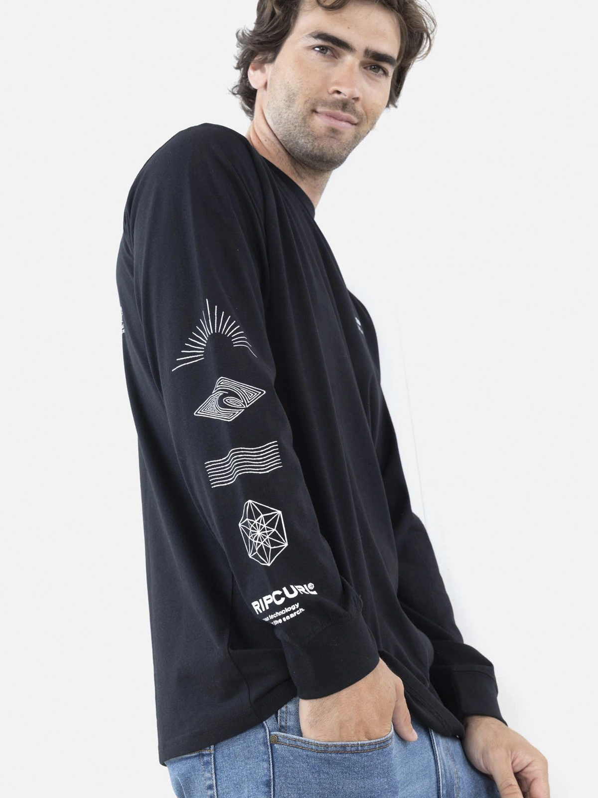 POLERA MANGA LARGA HOMBRE RIP CURL NEGRO - 4