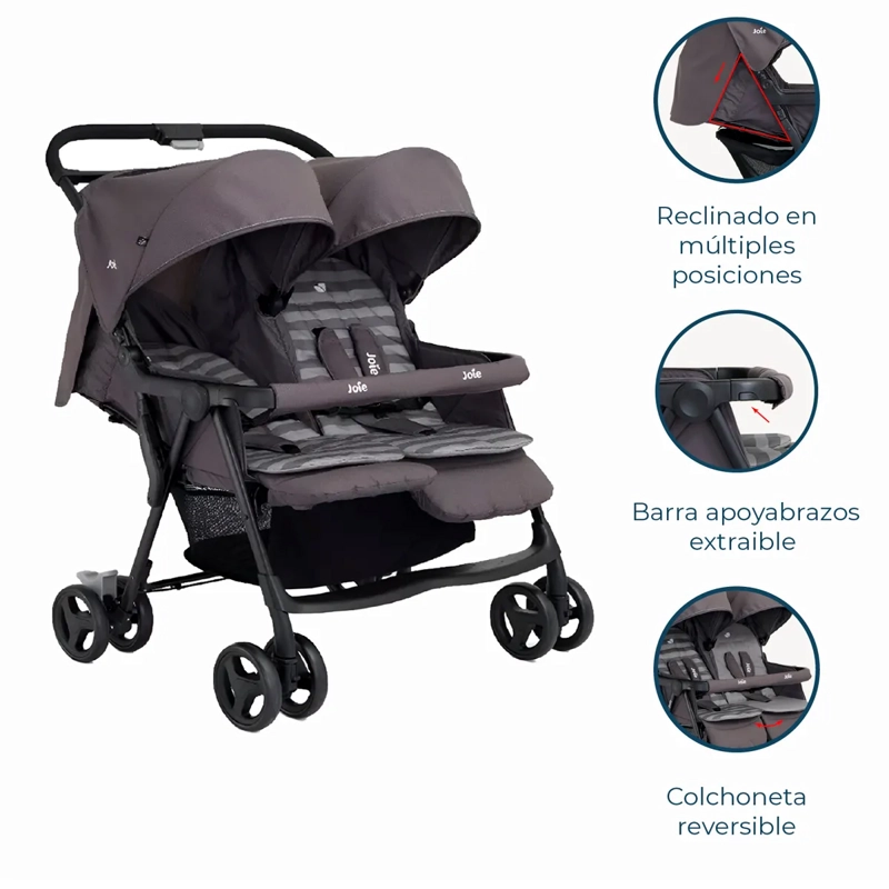 COCHE PASEO JOIE JO420S1217DP GRIS DOBLE AIRE TWIN DARK PEWTER - 4