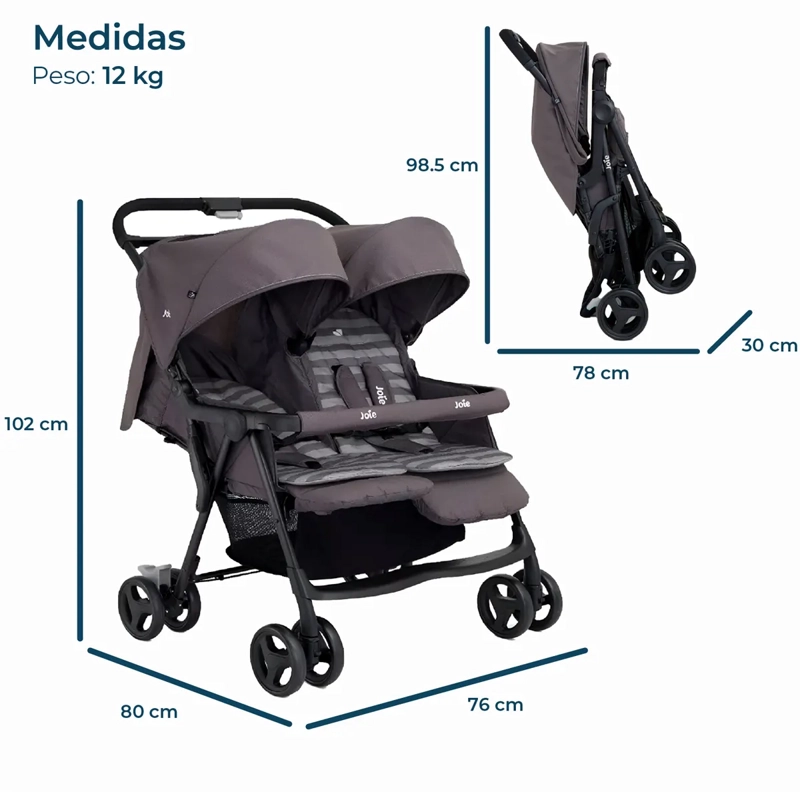 COCHE PASEO JOIE JO420S1217DP GRIS DOBLE AIRE TWIN DARK PEWTER - 5