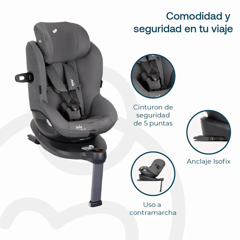 SILLA DE AUTO JOIE GRIS GIRATORIA SPIN 360° SHELL - 6
