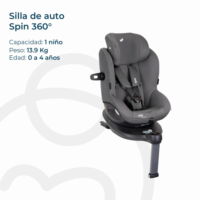 SILLA DE AUTO JOIE GRIS GIRATORIA SPIN 360° SHELL - 7