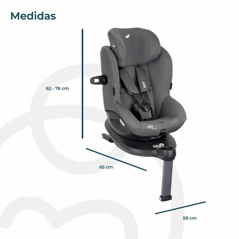 SILLA DE AUTO JOIE GRIS GIRATORIA SPIN 360° SHELL - 8