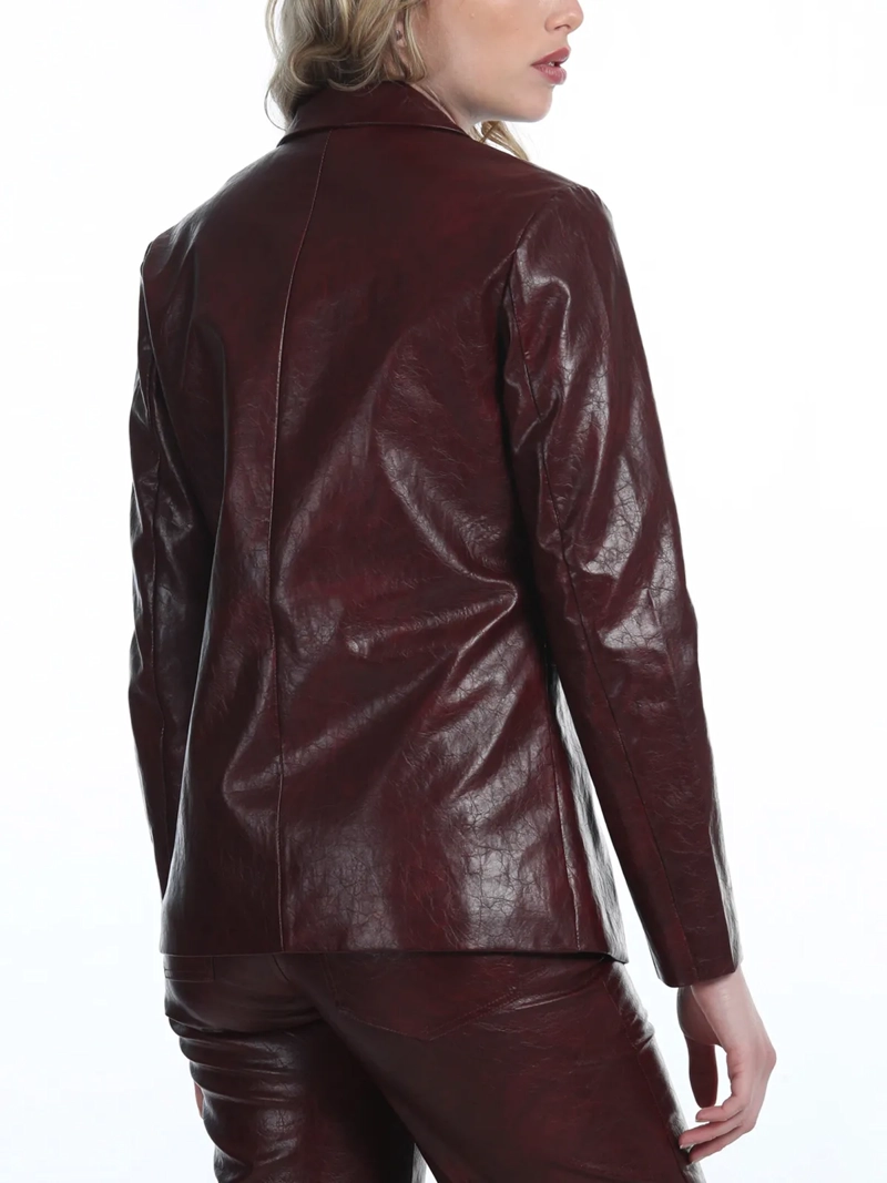 BLAZER MUJER ELLUS BURDEO CON ACABADO LUSTROSO - 3