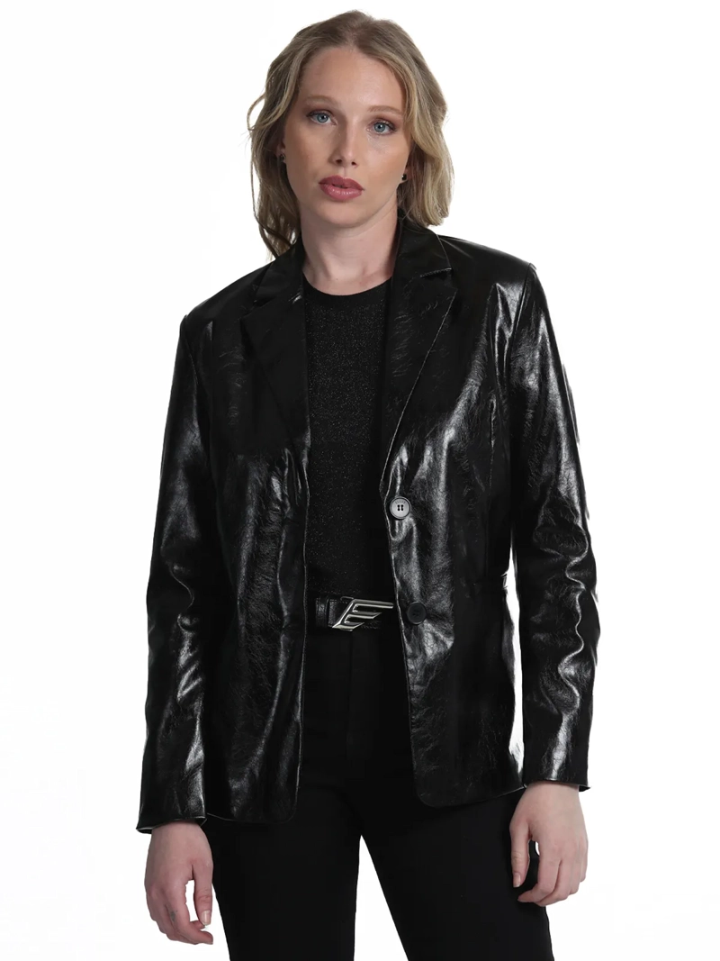BLAZER MUJER ELLUS BURDEO CON ACABADO LUSTROSO - 2