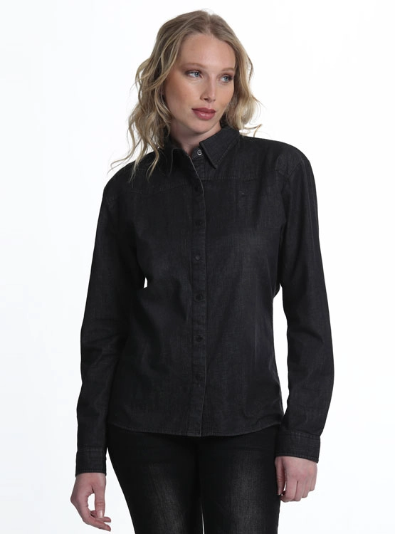 BLUSA MANGA LARGA ALGODÓN MUJER ELLUS NEGRO - 2