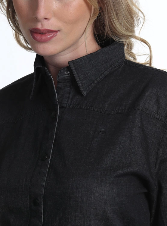 BLUSA MANGA LARGA ALGODÓN MUJER ELLUS NEGRO - 4