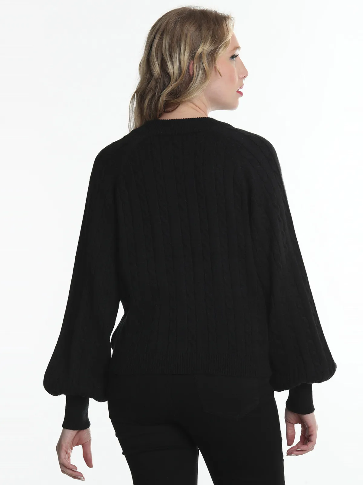 CARDIGAN MUJER ELLUS NEGRO TEJIDO - 3