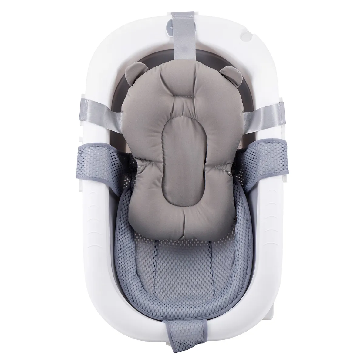 BAÑERA PLEGABLE BEBE CON COJIN ALMOHADA Y REDUCTOR GRIS - 3