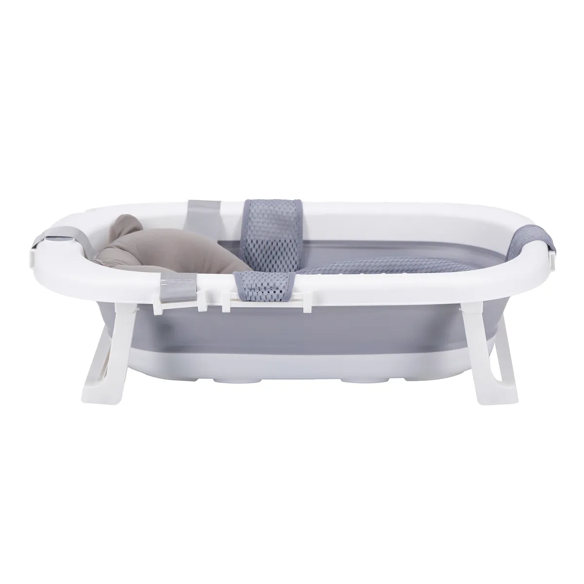 BAÑERA PLEGABLE BEBE CON COJIN ALMOHADA Y REDUCTOR GRIS - 4