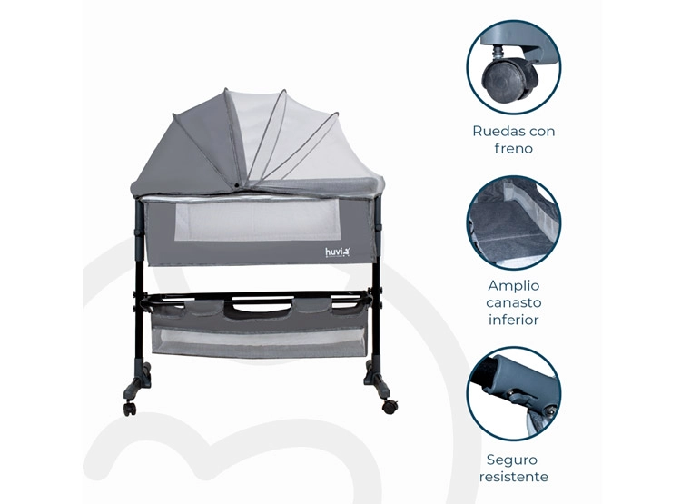 CUNA BEBESIT BB4000QB968G ACERO GRIS COZY - 4