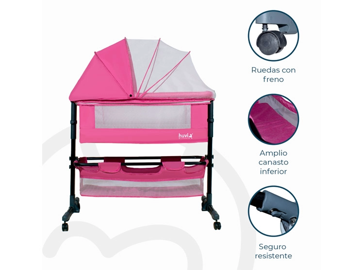 CUNA BEBESIT BB4000QB968RO ACERO ROSA COZY - 4