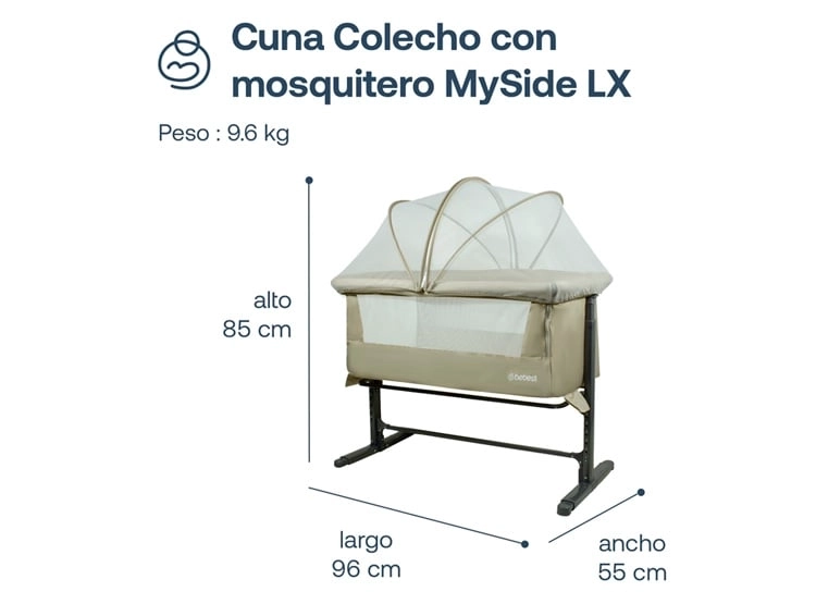 CUNA COLECHO CON MOSQUITERO MYSIDE LX BEIGE BEBESIT - 7