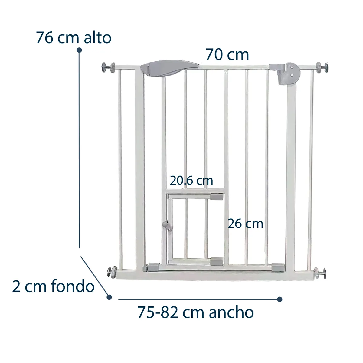 REJA DE SEGURIDAD BEBE PUERTA MASCOTA DOBLE SEGURO 75-82 CM - 2