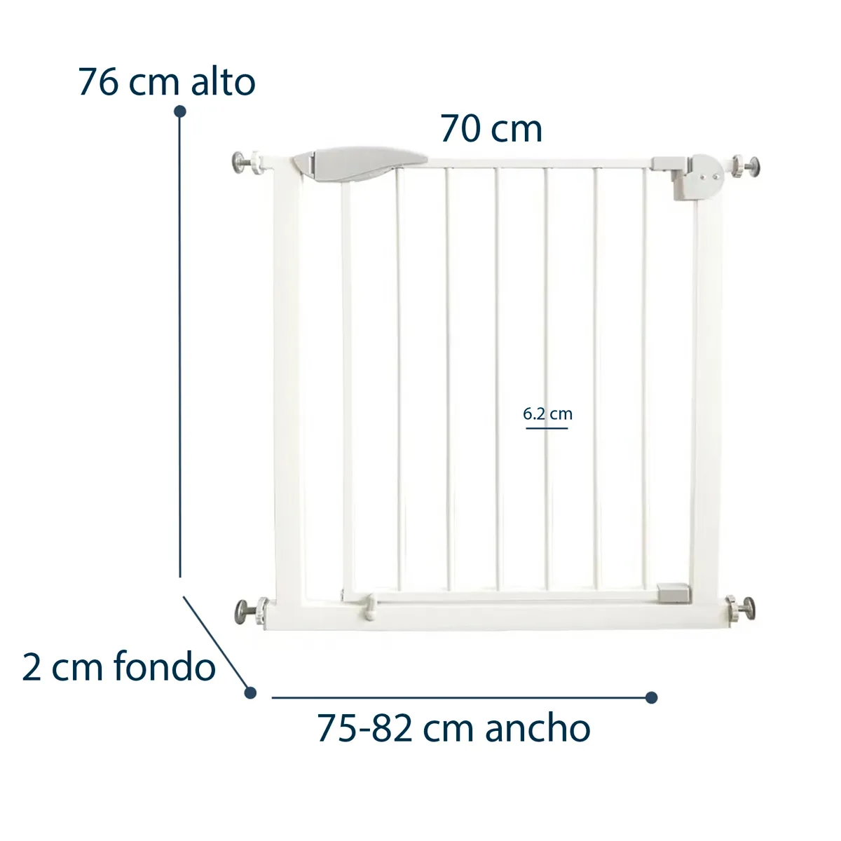 REJA DE SEGURIDAD BEBE MASCOTA DOBLE SEGURO 75 A 82 CM - 3