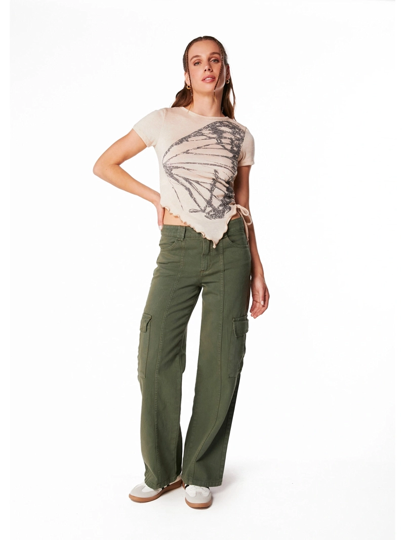 PANTALÓN ALGODÓN MUJER EFESIS OLIVA VERDI - 1