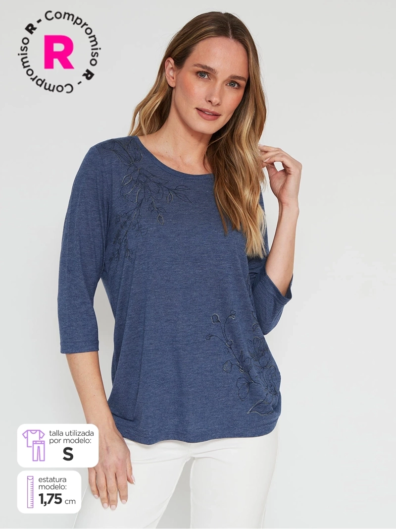 POLERA MANGA LARGA MUJER AZIZ ESTAMPADA - 1