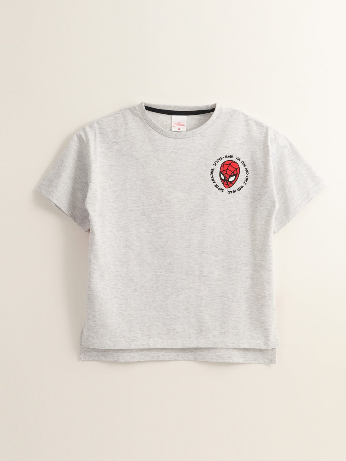 POLERA MANGA CORTA NIÑO SPIDERMAN GRIS - 1