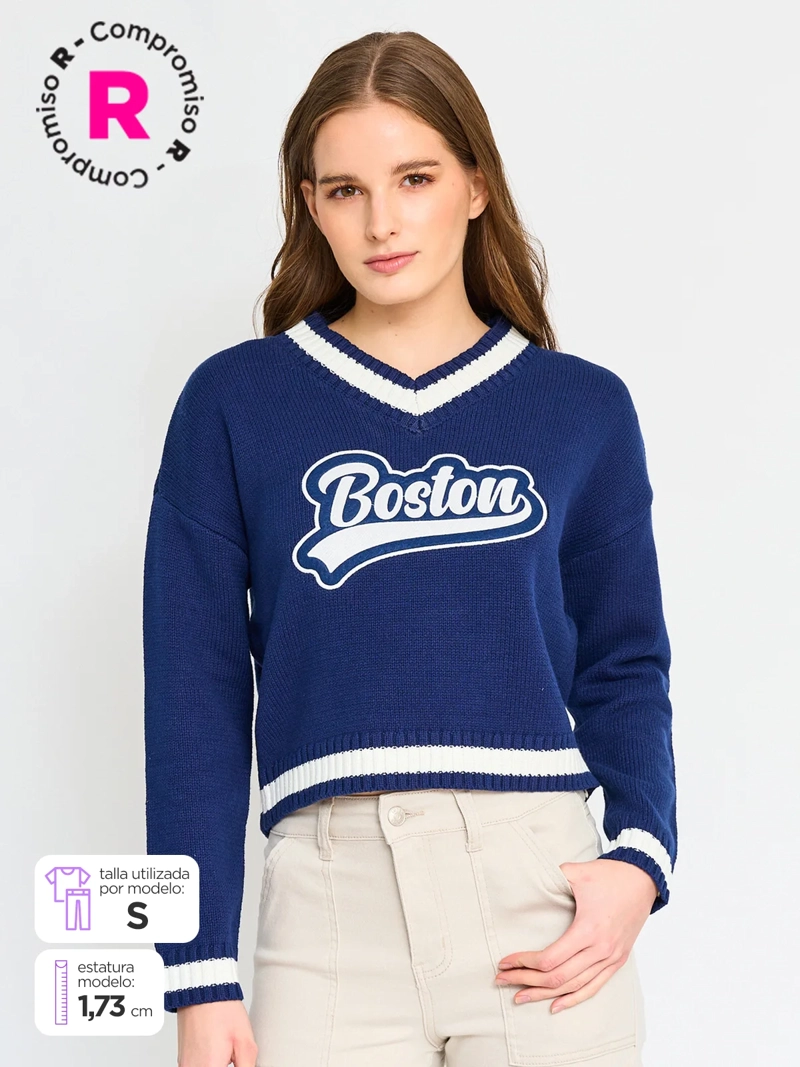 SWEATER MANGA LARGA ALGODÓN MUJER INDEX COLLEGE - 1