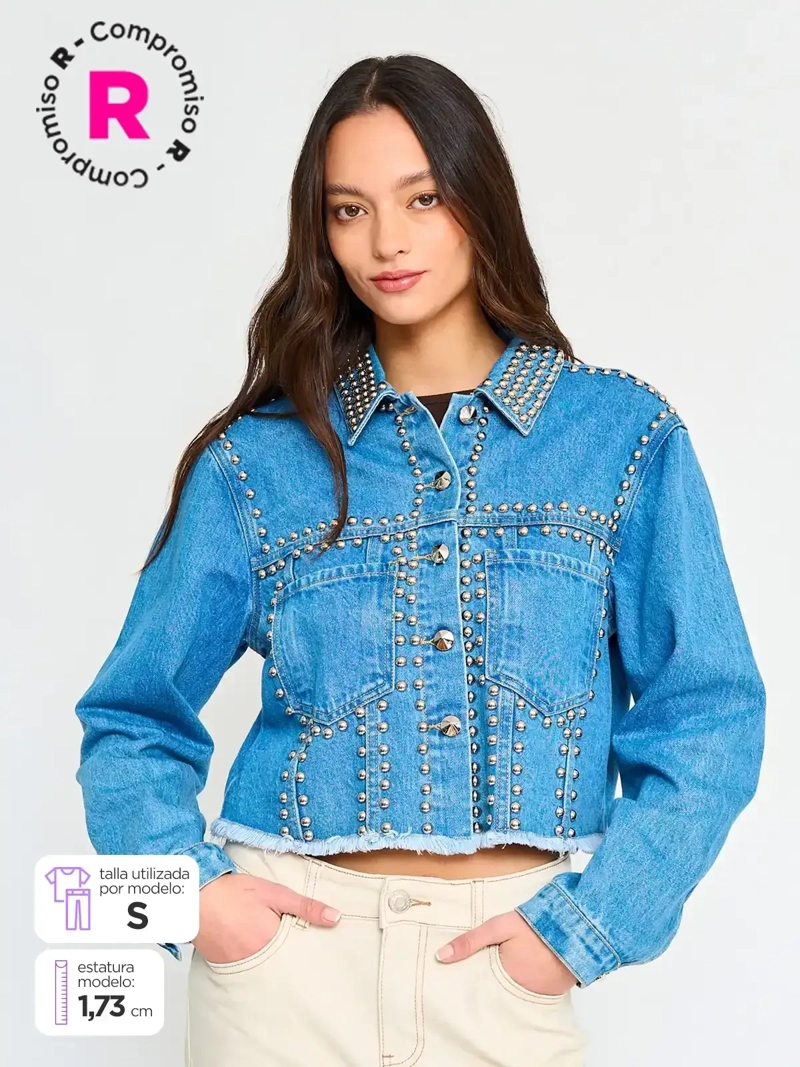 CHAQUETA ALGODÓN MUJER BARBADOS DENIM TACHAS - 1