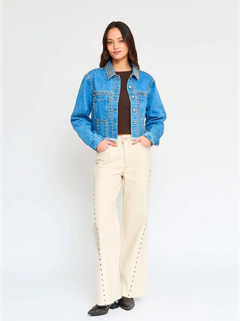 CHAQUETA ALGODÓN MUJER BARBADOS DENIM TACHAS - 4