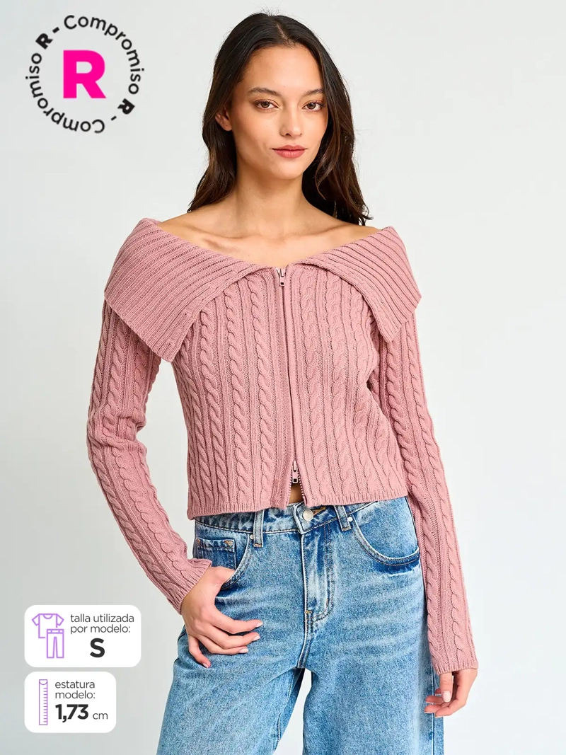 SWEATER MANGA LARGA MUJER INDEX TRENZADO - 2
