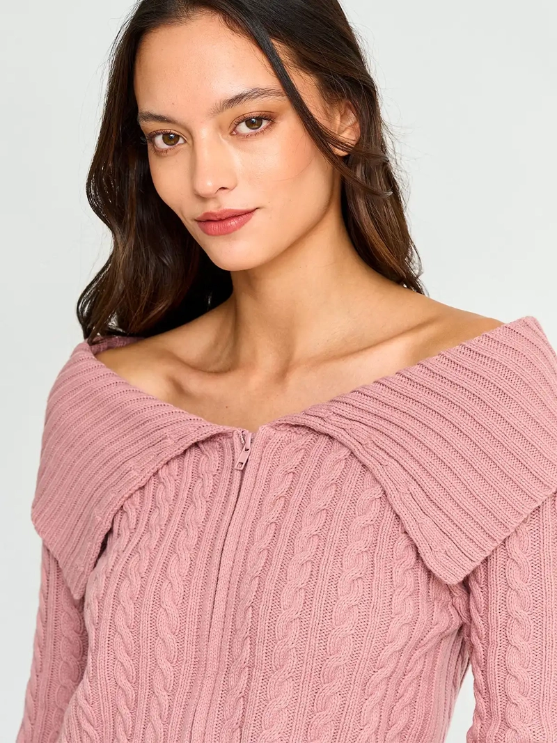 SWEATER MANGA LARGA MUJER INDEX TRENZADO - 4
