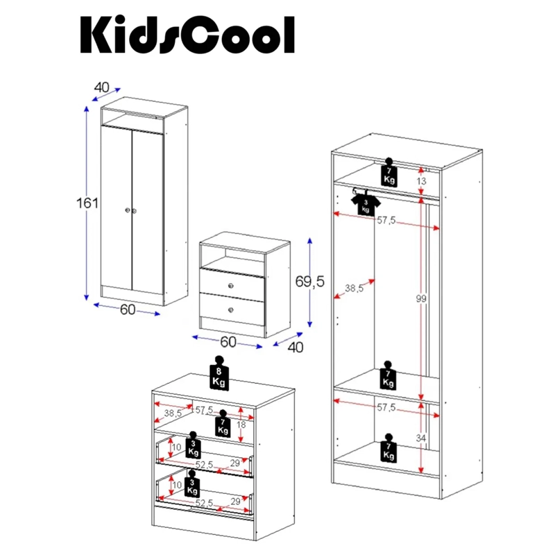 CLÓSET KIDSCOOL TOP BABY + CÓMODA BLANCO 2 PUERTAS - 4