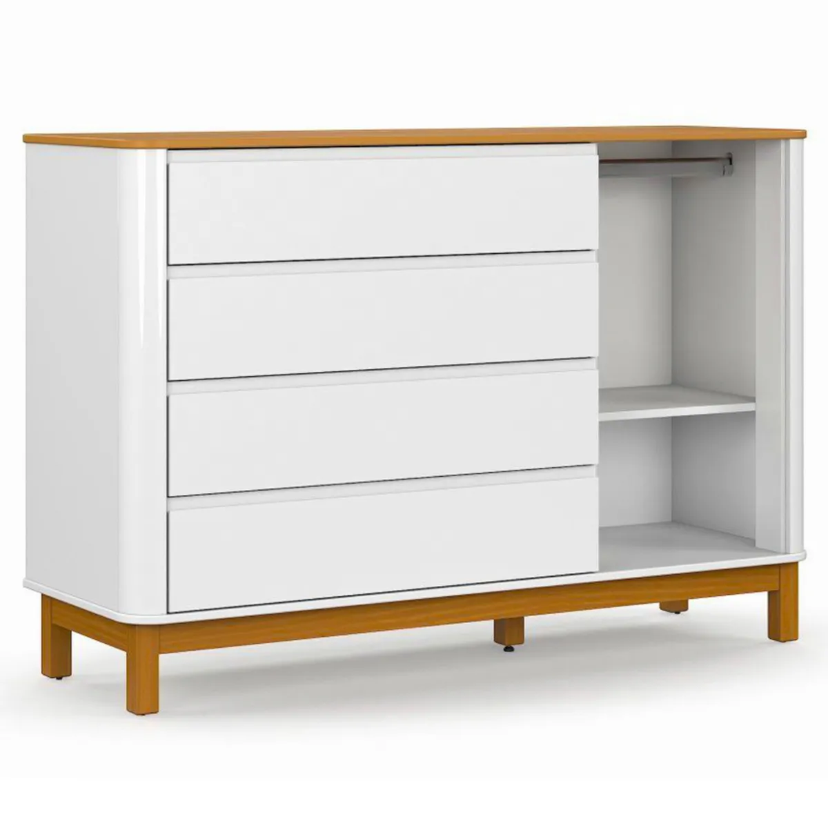 CÓMODA KIDSCOOL FLOW ECO WOOD BLANCO MDF 1 PUERTA 4 CAJONES - 3