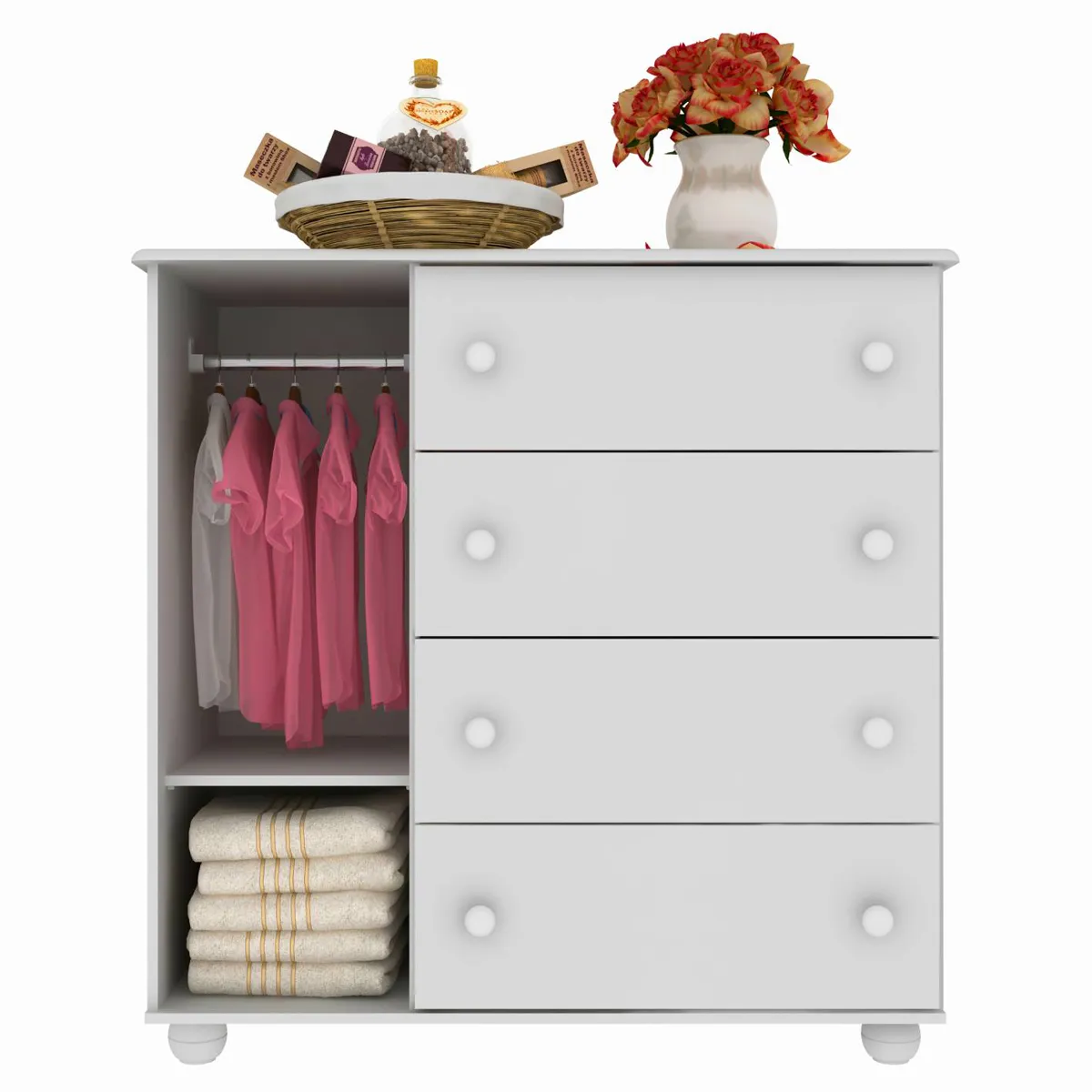 CÓMODA KIDSCOOL TOP BLANCO 1 PUERTA 4 CAJONES - 3