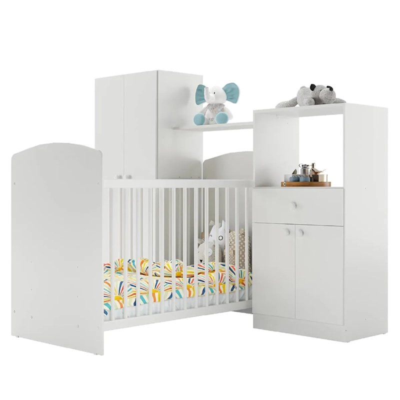 CUNA KIDSCOOL BLANCO TOP BABY + CÓMODA + CLOSET - 1