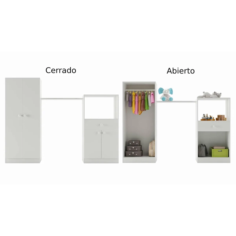 CUNA KIDSCOOL BLANCO TOP BABY + CÓMODA + CLOSET - 5