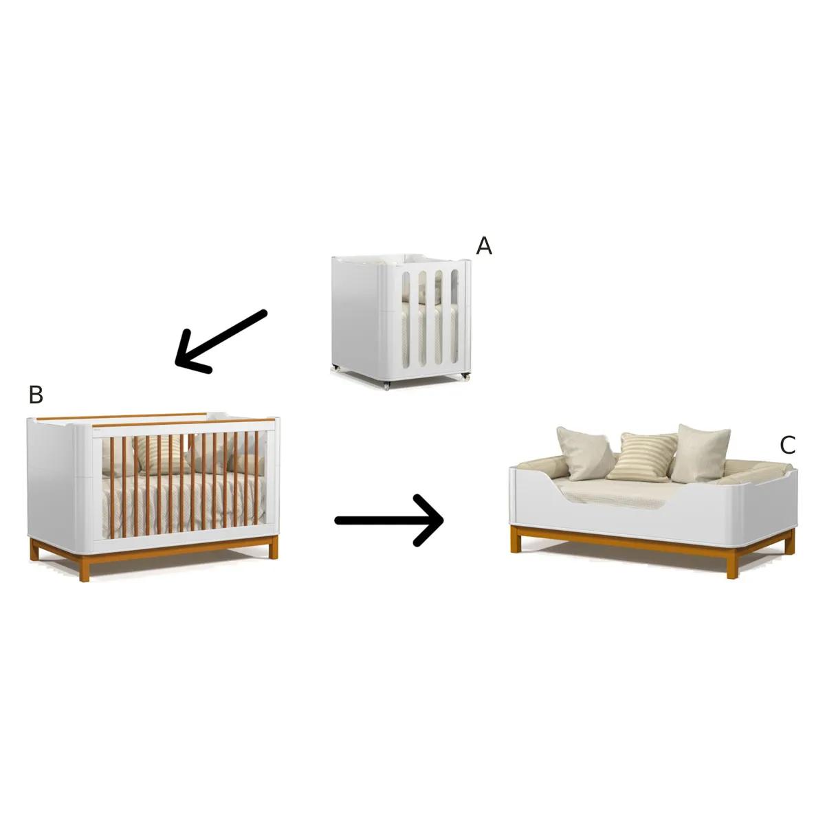 CUNA KIDSCOOL 61792 BLANCO 3 FUNCIONES FLOW BLANCA ECO WOOD - 3