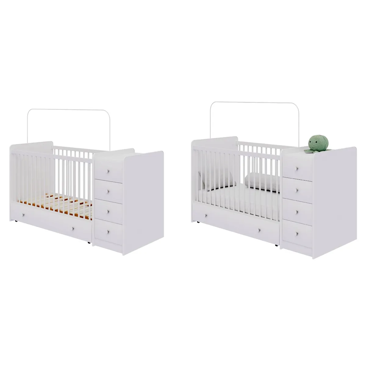 CUNA KIDSCOOL BLANCO TOP BABY + CÓMODA + CAJONERA - 5