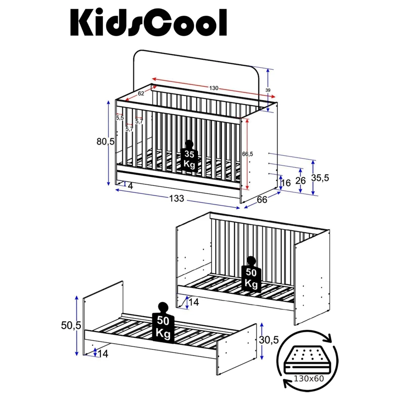 CUNA KIDSCOOL MP0527R.0002 BLANCO NEW 3 FUNCIONES /CAFÉ - 6