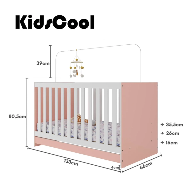 CUNA KIDSCOOL MP0527R.0003 ROSADO NEW 3 FUNCIONES - 4