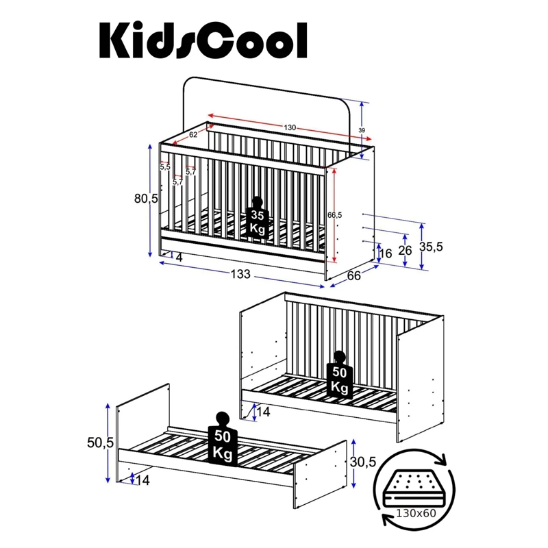 CUNA KIDSCOOL MP0527R.0003 ROSADO NEW 3 FUNCIONES - 5