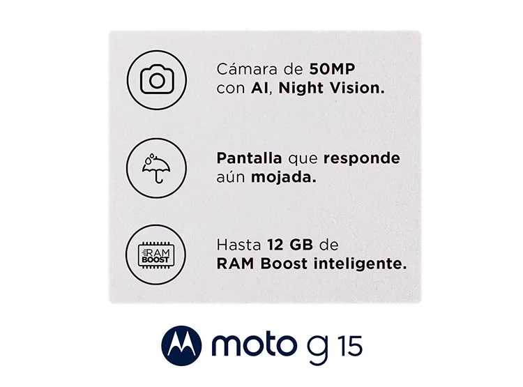 CELULAR MOTOROLA MOTO G15 6.7" 128 GB 4 GB RAM 50 MP + 5 MP (W) + FLICKER MP - 8