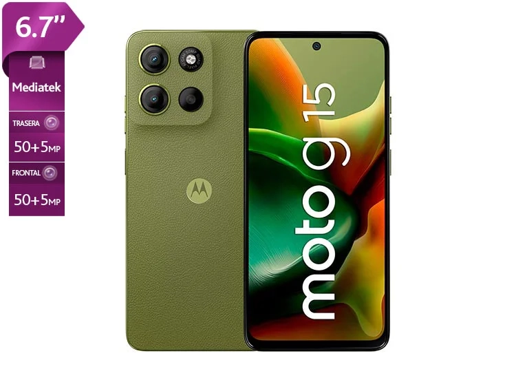 CELULAR MOTOROLA MOTO G15 6.7" 128 GB 4 GB RAM 50 MP + 5 MP (W) + FLICKER MP