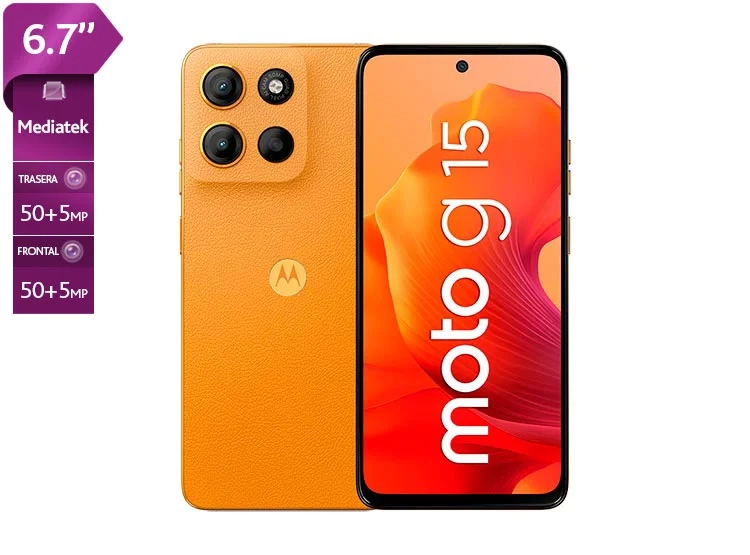 MOTOROLA CELULAR MOTOROLA MOTO G15 6.7" 128 GB 4 GB RAM 50 MP + 5 MP (W) + FLICKER MP