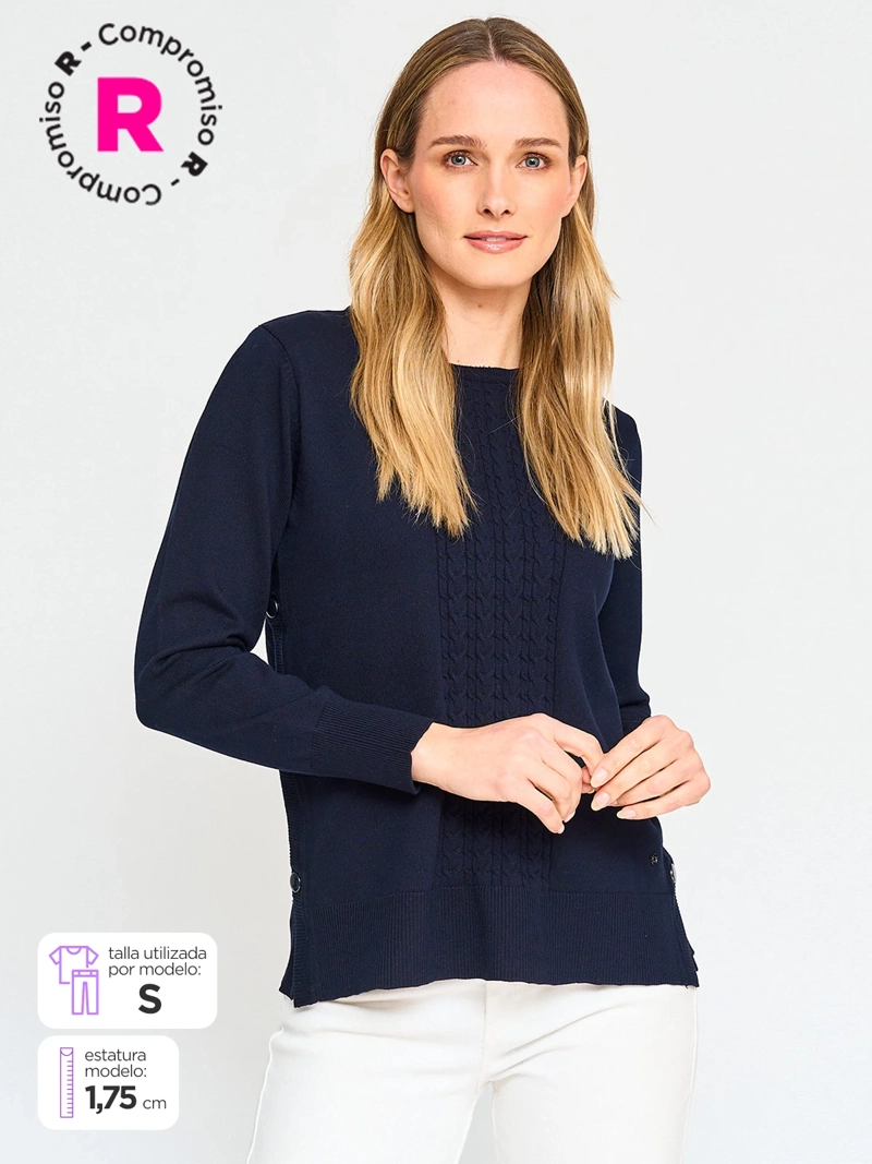 SWEATER MANGA LARGA MUJER CACHAREL CUELLO REDONDO - 1