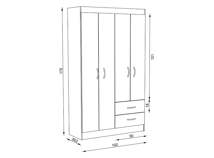 CLOSET STANFORD 4 PUERTAS 2 CAJONES NOGAL - 5